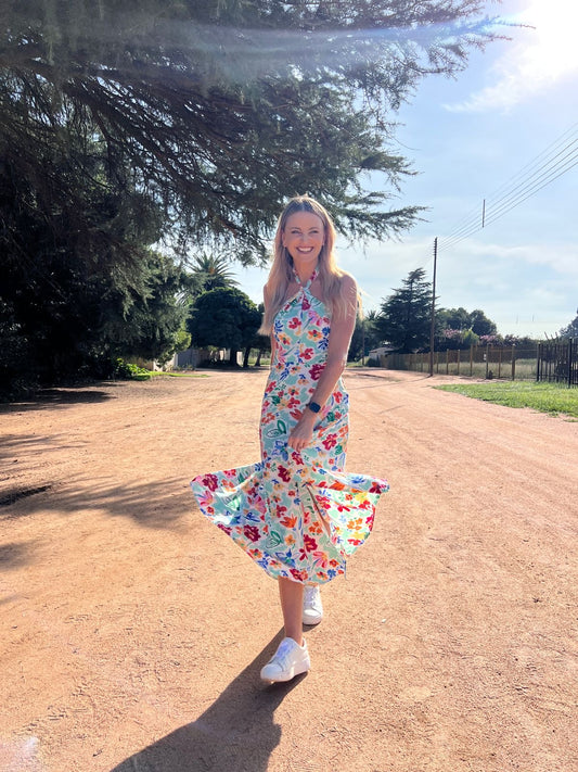 KNOTTED HALTER DRESS