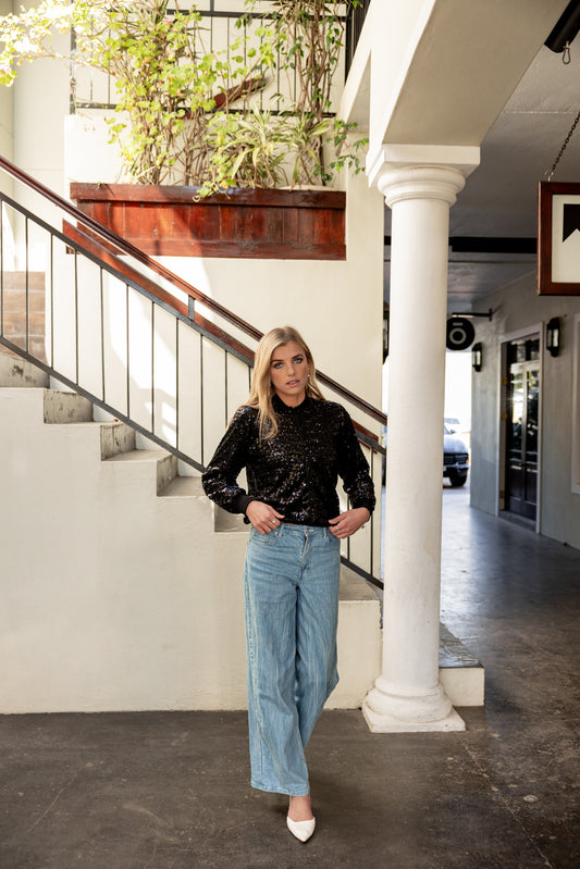 Midnight Sequin Bomber