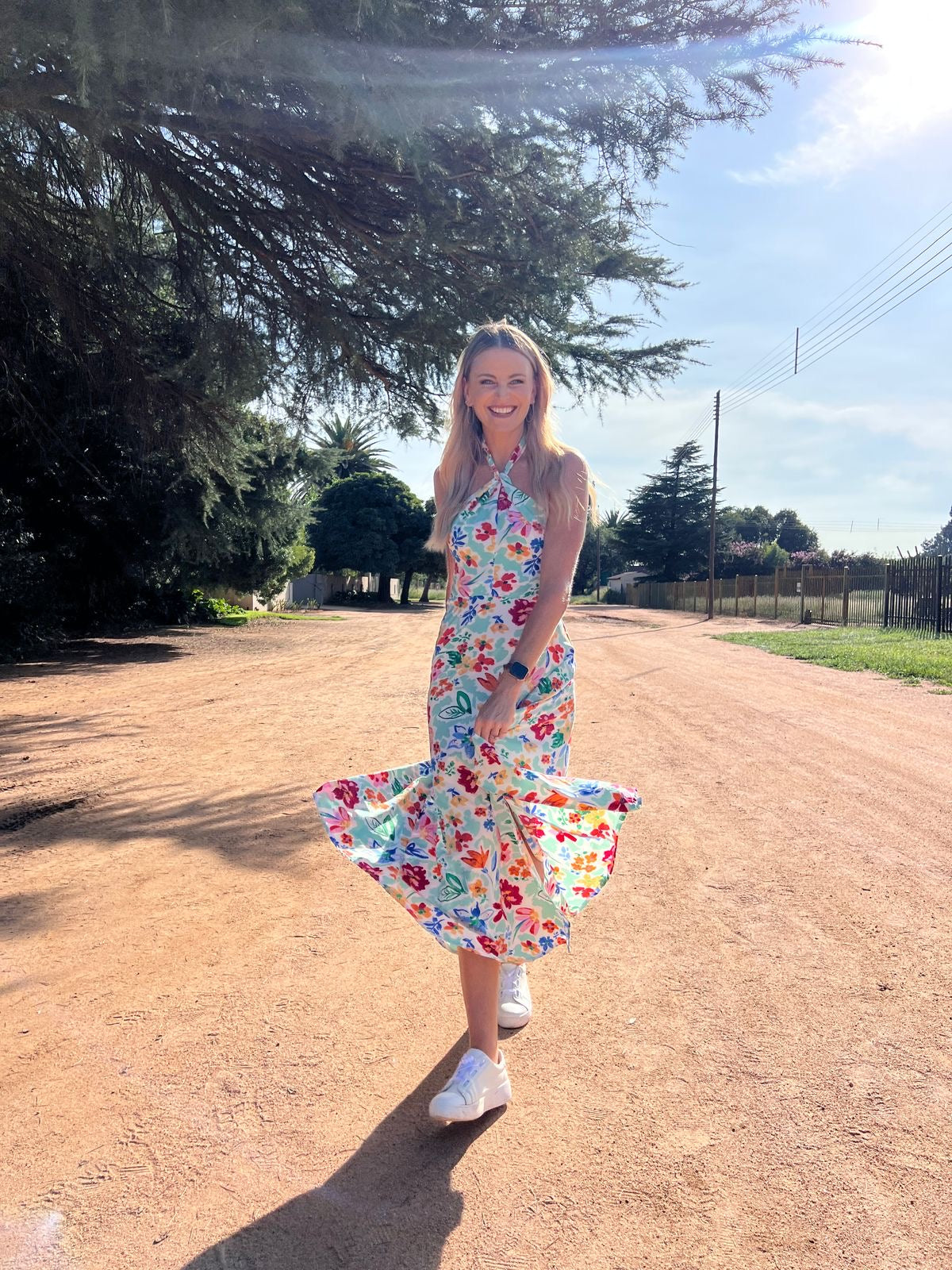 KNOTTED HALTER DRESS