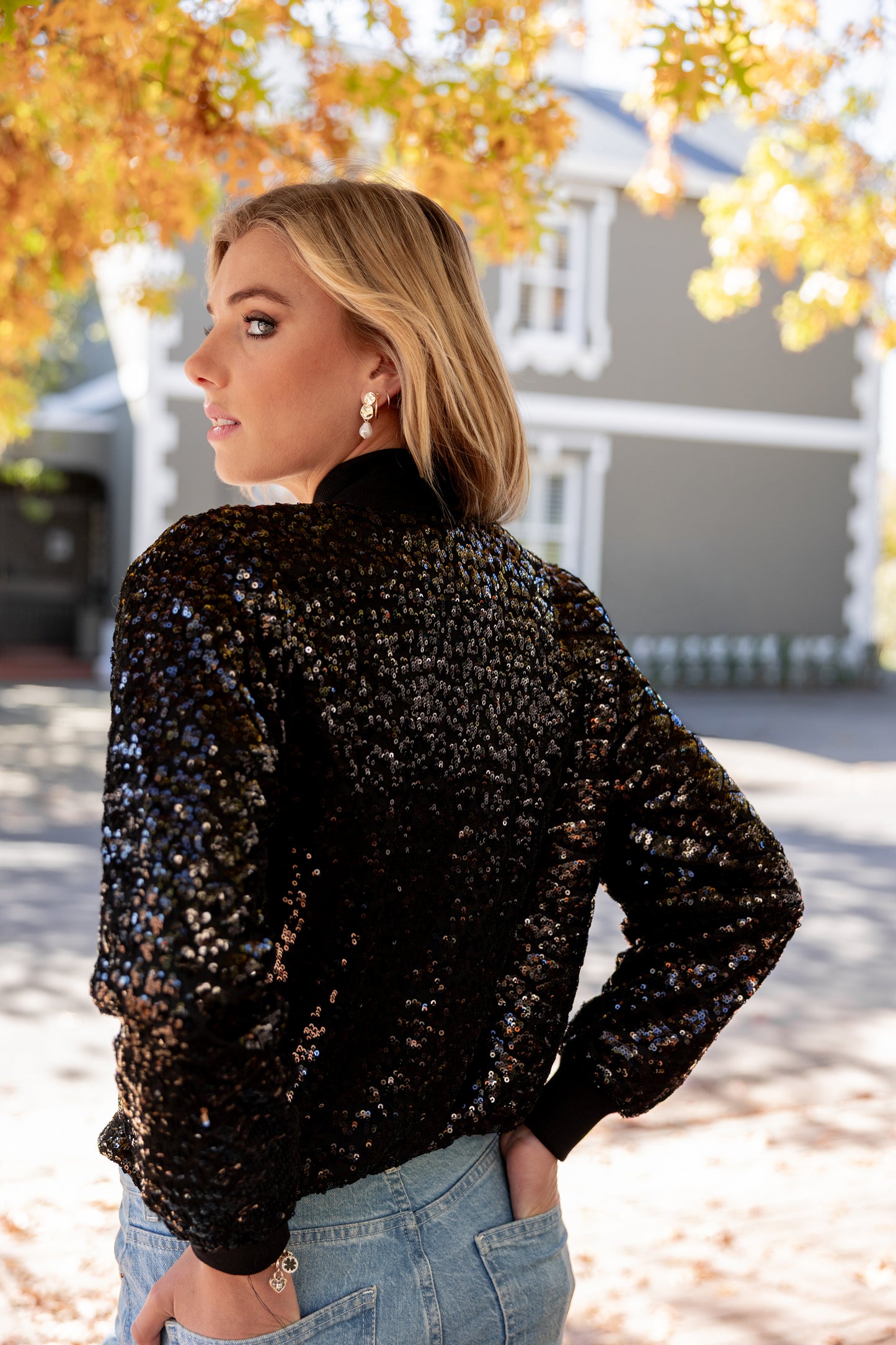 Midnight Sequin Bomber