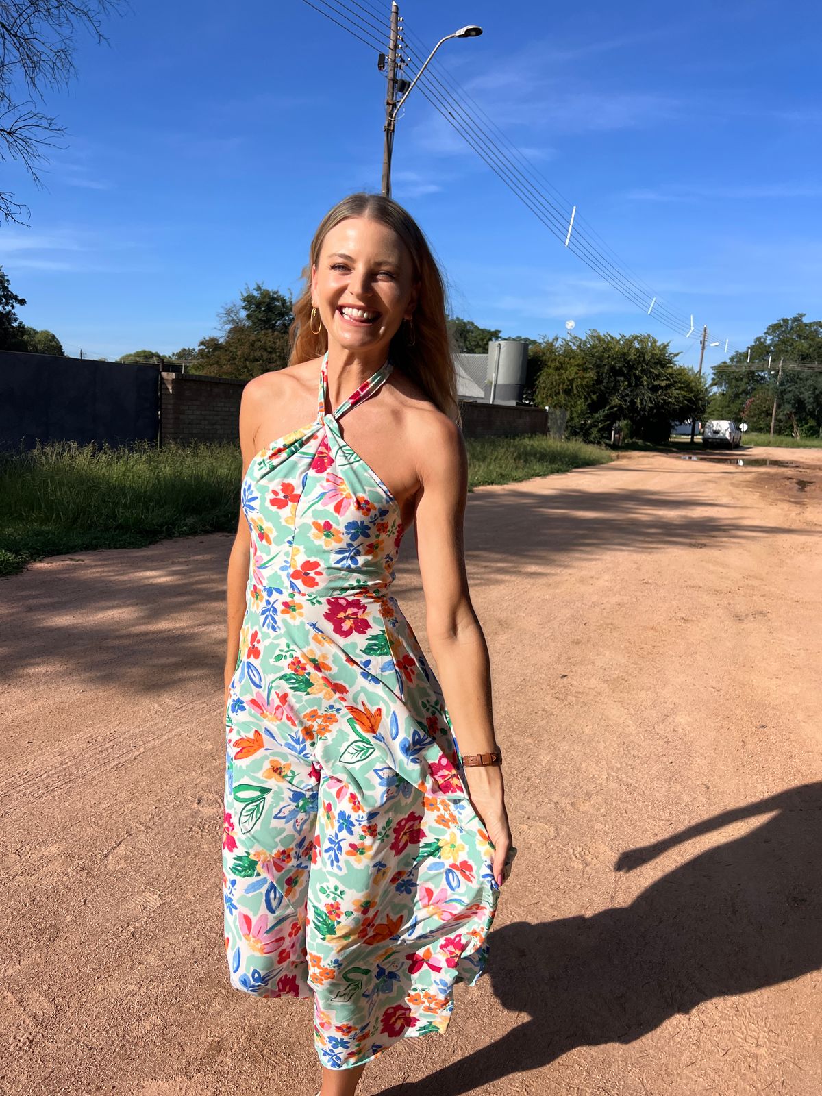 KNOTTED HALTER DRESS