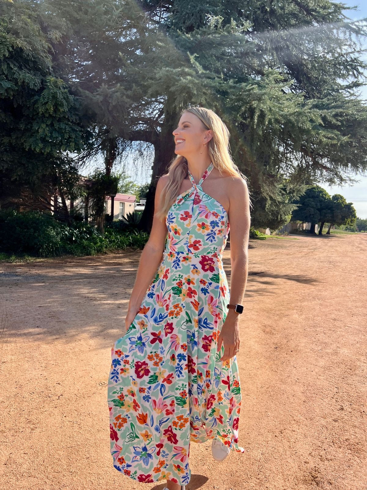 KNOTTED HALTER DRESS