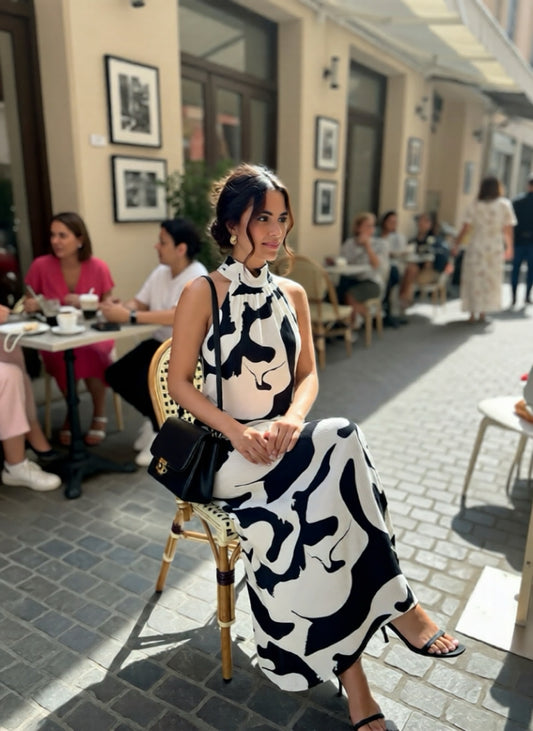 HEIKE DRESS BLACK AND WHITE