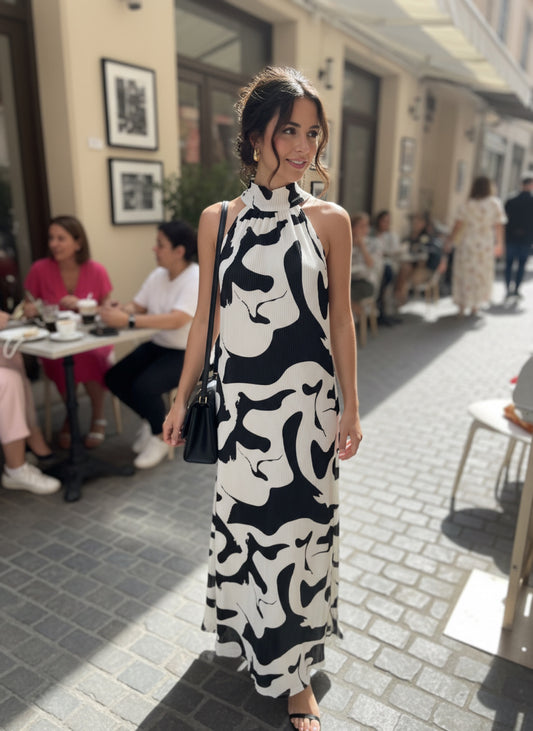 HEIKE DRESS BLACK AND WHITE